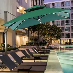 Elegant Solar Parasol Umbrella With Led Lights By