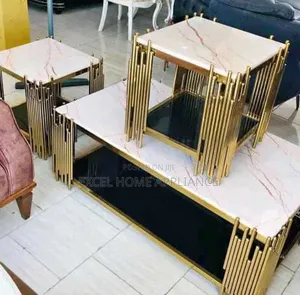 Luxury Marble Top Center With 2 Side Stools