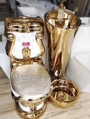 Special Gold Toilet With Standing Wash Hand Basin