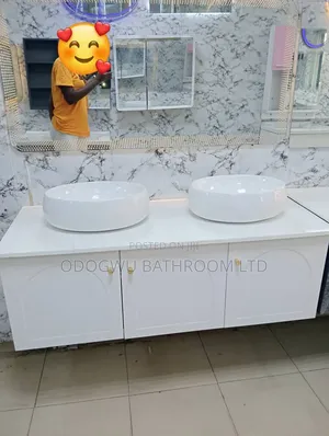 Luxury Double Cabinet Basin Bathroom Vanity With Led Mirror