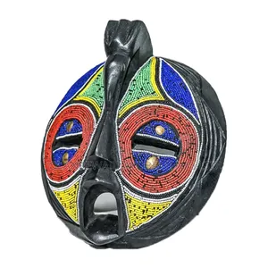 Round African Masks With Beads