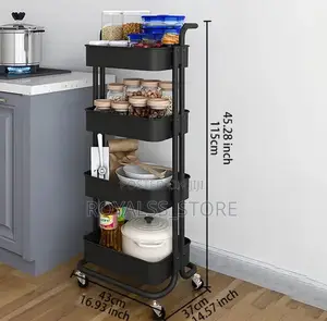 3/4 Tiers Rolling Utility Cart Kitchen Trolleys Heavy Duty Trolley