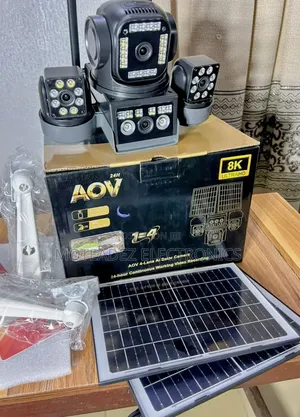Aov Super Utra Hd 4 Lens Ai Solar Cctv Camera With Double Panels