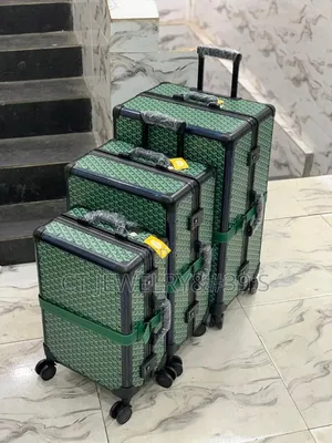 3in1 Luxury Green Monogram Luggage Set Hard Case Trolley Suitcase Set