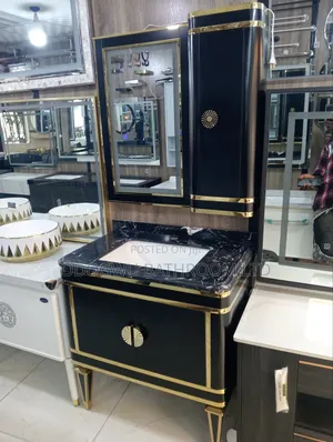 Luxury Black and Gold Cabinet Basin Set