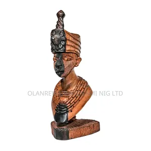 Wooden Hand-Carved Oduduwa Head Stand