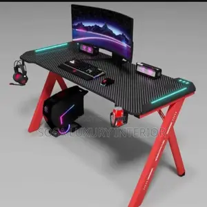 Modern RGB Gaming Desk With Carbon Fiber Top