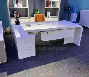 Modern White L-Shaped Executive Office Desk