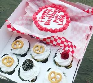 Box of Bento Cake With 6 Decorated Cupcakes