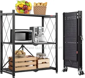 3 Layers Foldable Multipurpose Storage Rack With Wheels