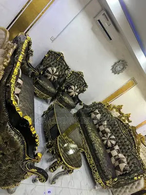 Luxury Black and Gold Royal Sofa Set