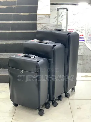 3in1 Durable Travel Luggage Set 360° Wheels, Telescopic Handle, Black