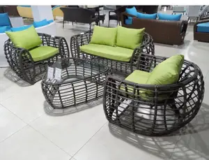 Modern Dark Wicker Rattan Outdoor Lounge Set