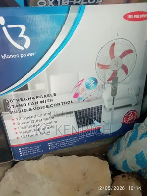 Bianco Rechargeable Standing Fan With Bulb and Solar