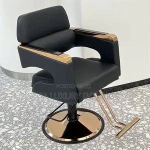 Modern Black Gold Swivel Barber Chair