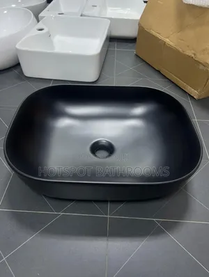 "Premium Matte Black Ceramic Vessel Sink