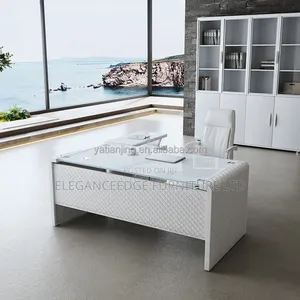 1.6 Meter White Executive Office Table With Extension