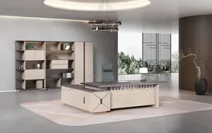Luxury Executive Office Desk With Side Cabinet