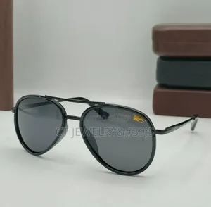 Luxury Aviator Sunglasses Metal Frame, Black Lens, Gift Box Included