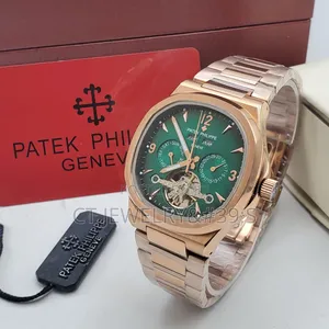 Luxury Green Dial Auto Wristwatch Steel Strap, Open Heart,Box Included