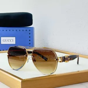 Luxury Designer Aviator Sunglasses Gold Frame, Gradient Brown Lenses