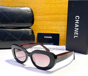 Celebrity Style Oval Sunglasses Bold Frame, Gift Box Included (Chanel)