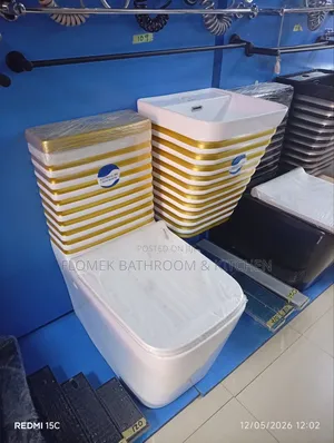 Victro-C Gold-Ribbed Luxury Toilet Sink Set