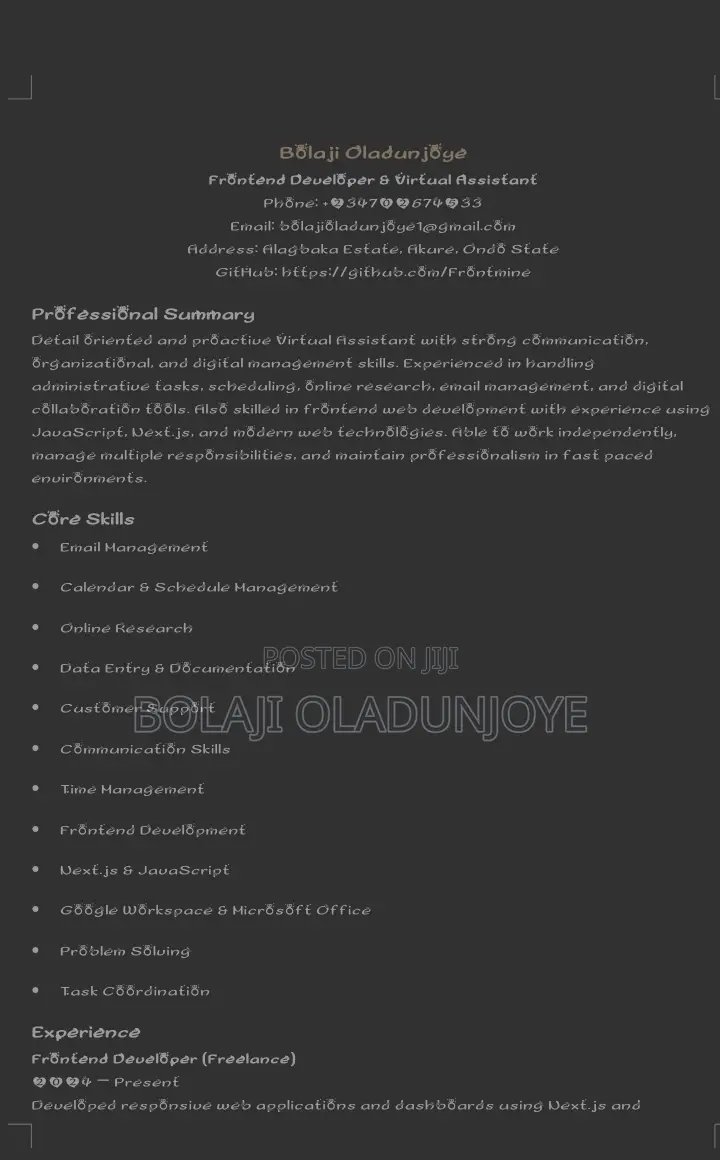 Computing IT CV