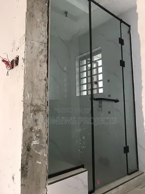 Black Hinged Tall Shower Glass