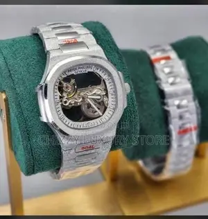 Patek Philippe Quality Luxury Men Chronograph Chain Strap Wristwatch