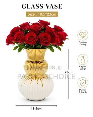 White and Gold Luxury Flower Vase