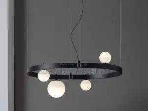 Circular Stant Pendant Chandelier Lamp, Black