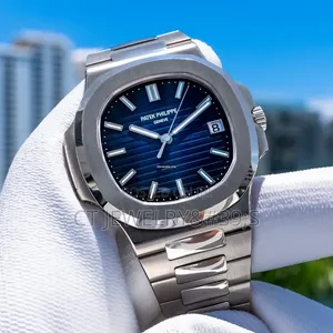 Patek Philippe Nautilus in Stainless Steel With a Blue Dial. Original