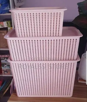 3set Plastic Storage Basket With Lid Multi Purpose Storage Basket