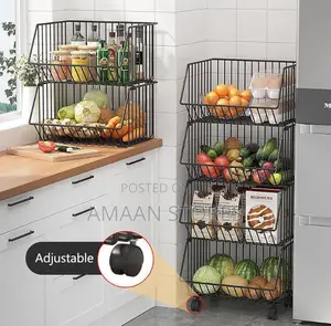 4-tier Kitchen Storage Rack With Wheels