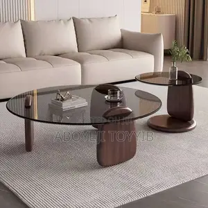 Round Center Table Glass Aesthetic Furniture Size: 90cm and 50cm
