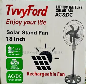 18” Lithium Battery Solar Fan – 30w Solar Panel | Remote | Usb