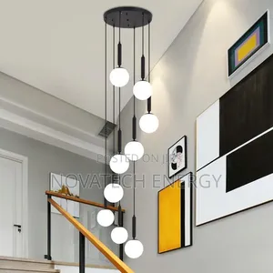 Frosted Globe Dropping Chandelier for High Ceiling Space Decoration