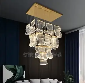 Modern Acrylic Leaf Led Chandelier Dimmable Light Luxury Living Room