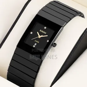Rado Black Watch Luxury Centrix Rd Ceramic Square Analogue Black