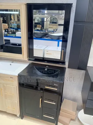 Black Standing Carbinet Basin With Mirror
