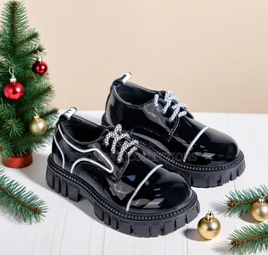 Classic Glossy Chunky Lace-Up Shoes for Kids 25_42