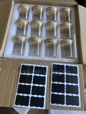 12pcs 200ml Canisters Set With Bamboo Cover and Label