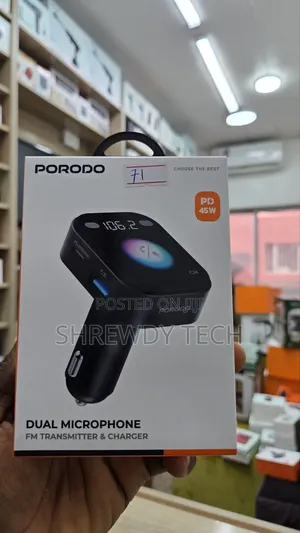 Dual Microphone Car Charger and Fm Transmitter