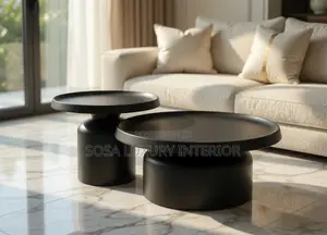 Premium Imported Luxury Black Round Centre Table Set