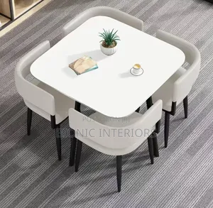 White Marble Dining Table Set, Space Saving
