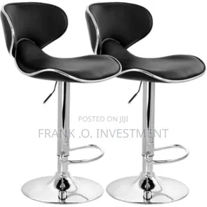 2 Sets of Swivel Chrome Bar Stools - Black