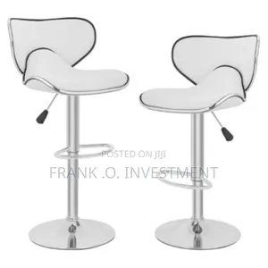 2 Sets of Swivel Chrome Bar Stools - White