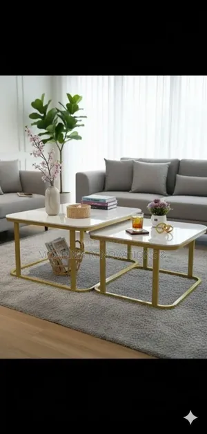 2-in-1 Real Marble and Glass Square Center Table
