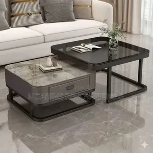 Marble/Glass Twin Center Table